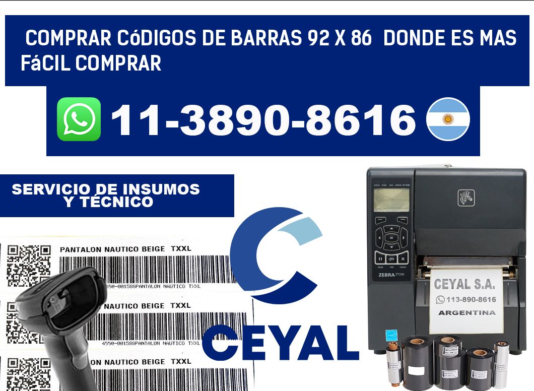 Comprar códigos de barras 92 x 86  Donde es mas fácil comprar
