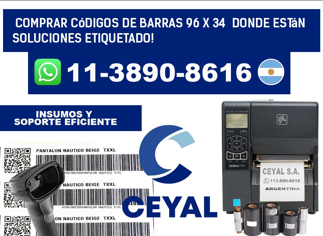 Comprar códigos de barras 96 x 34  donde están soluciones etiquetado!