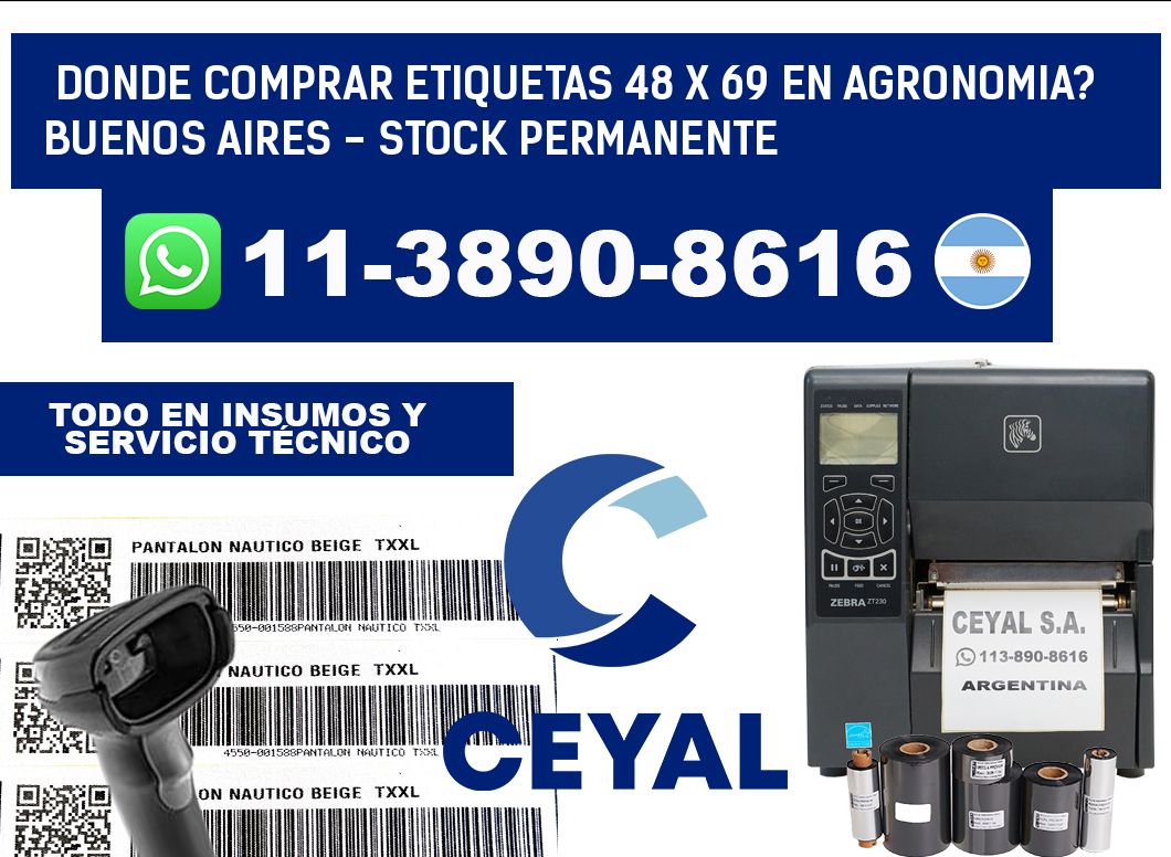 Donde Comprar etiquetas 48 x 69 en AGRONOMIA? Buenos Aires - Stock permanente