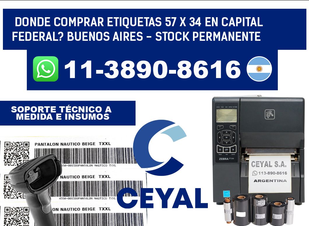 Donde Comprar etiquetas 57 x 34 en CAPITAL FEDERAL? Buenos Aires - Stock permanente