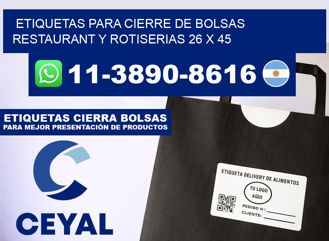 ETIQUETAS PARA CIERRE DE BOLSAS RESTAURANT Y ROTISERIAS 26 x 45