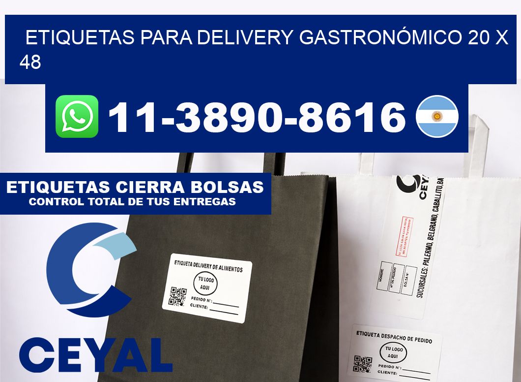 ETIQUETAS PARA DELIVERY GASTRONÓMICO 20 x 48