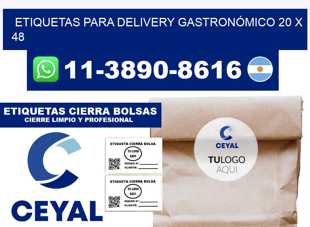 ETIQUETAS PARA DELIVERY GASTRONÓMICO 20 x 48