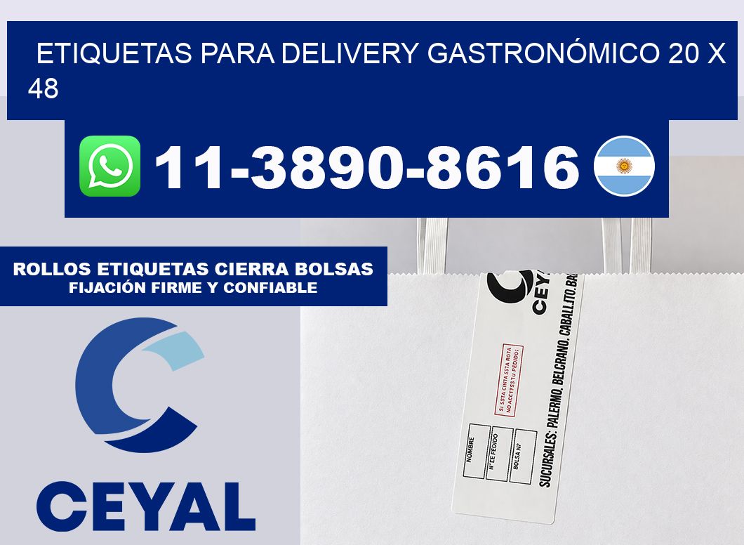 ETIQUETAS PARA DELIVERY GASTRONÓMICO 20 x 48