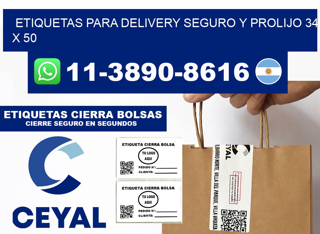 ETIQUETAS PARA DELIVERY SEGURO Y PROLIJO 34 x 50