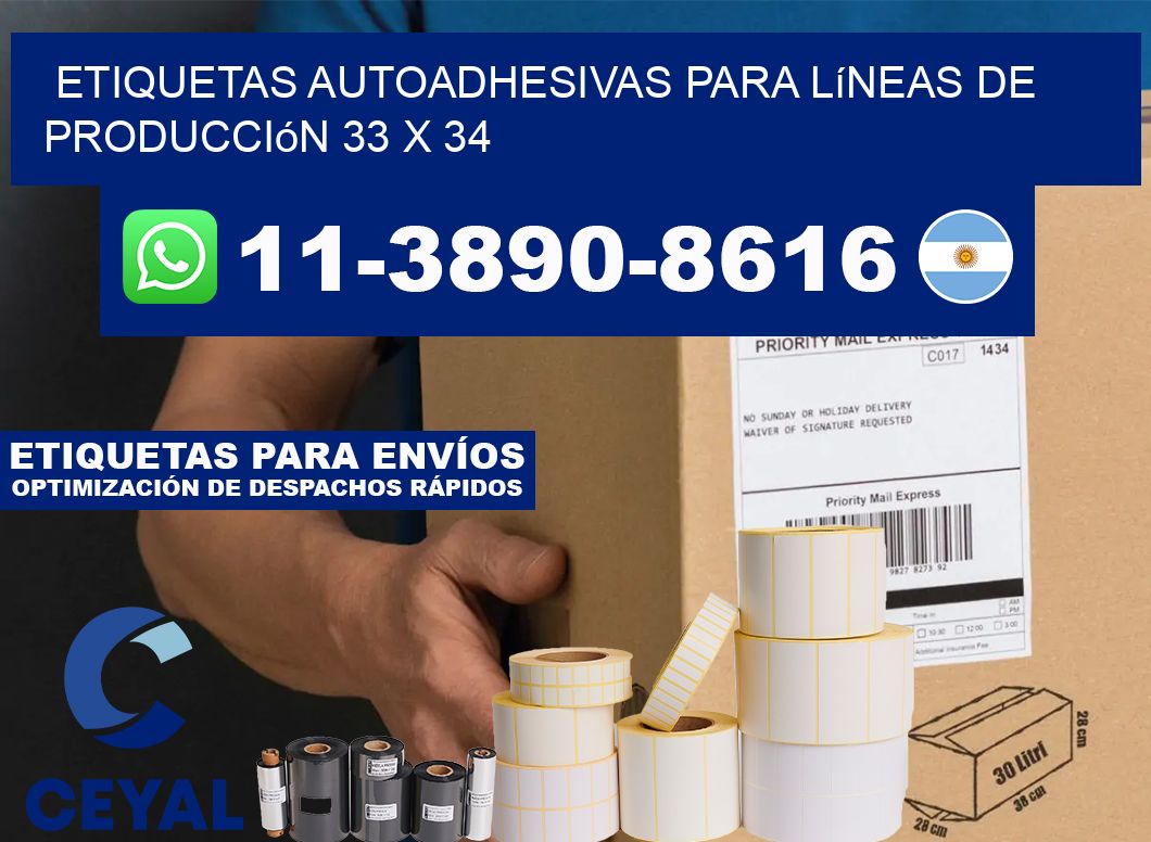 Etiquetas autoadhesivas para líneas de producción 33 x 34
