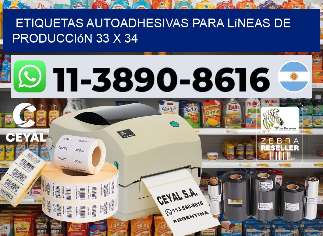 Etiquetas autoadhesivas para líneas de producción 33 x 34