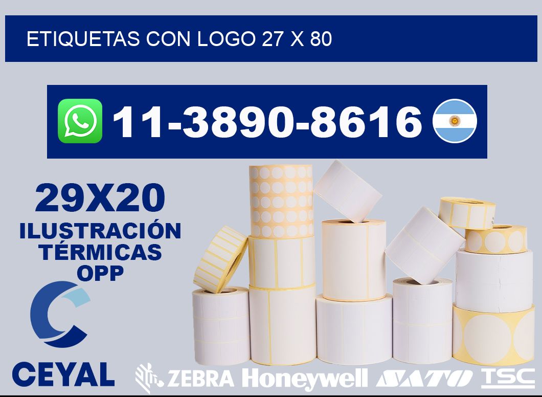 Etiquetas con logo 27 x 80