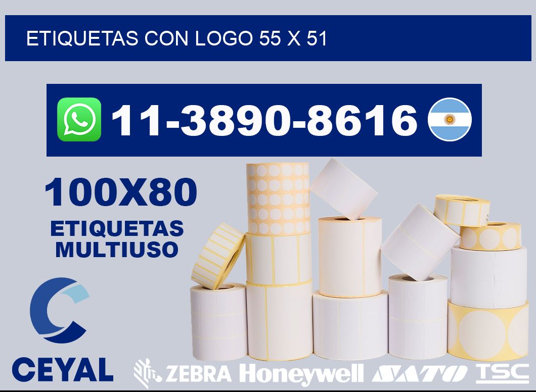 Etiquetas con logo 55 x 51