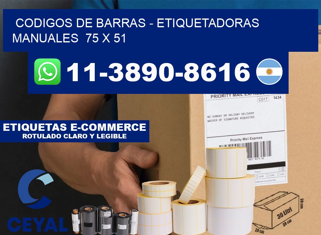 codigos de barras - Etiquetadoras Manuales  75 x 51