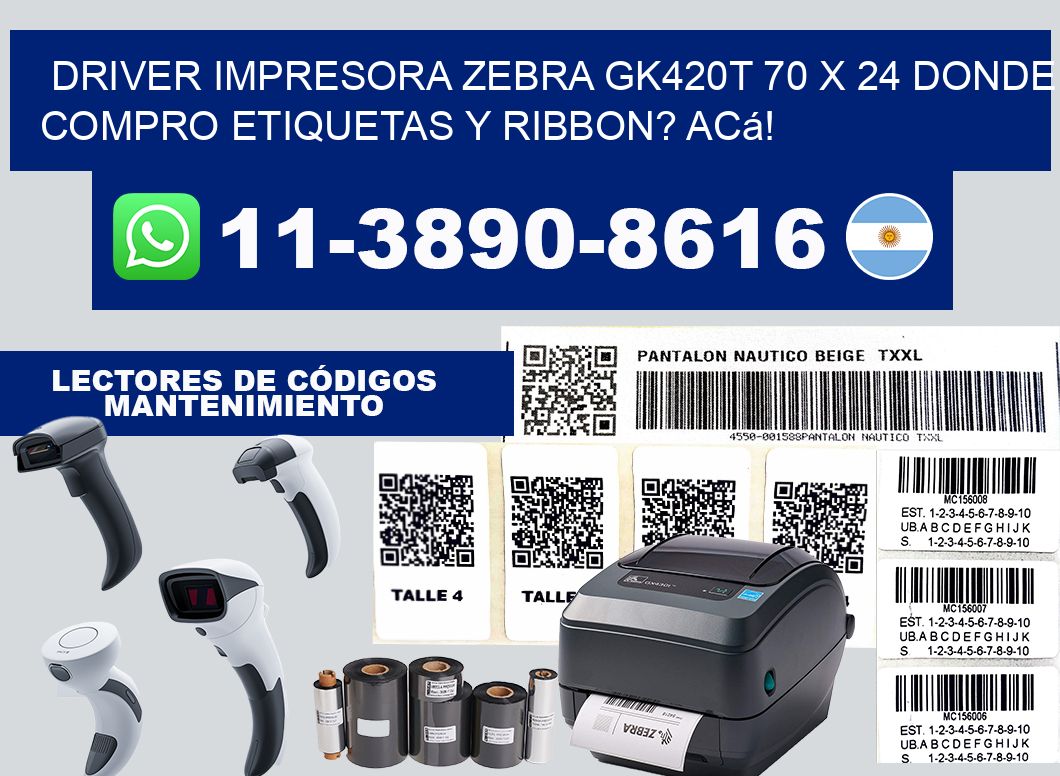 driver impresora zebra gk420t 70 x 24 Donde compro etiquetas y ribbon? Acá!