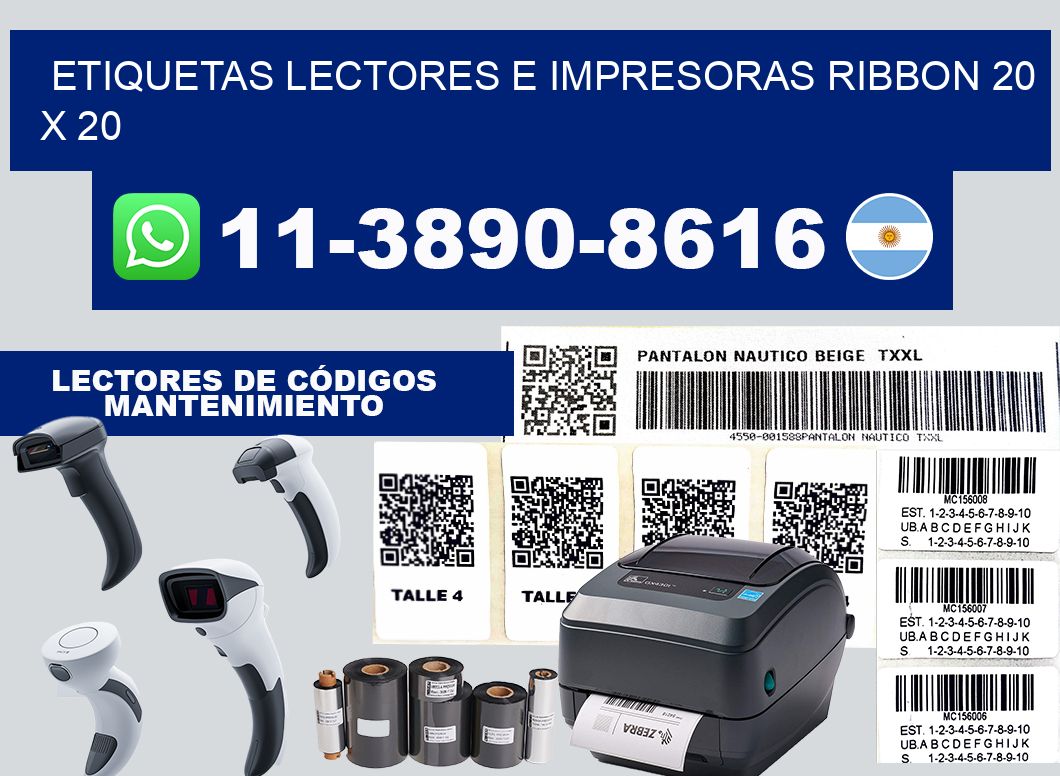 etiquetas lectores e impresoras ribbon 20 x 20