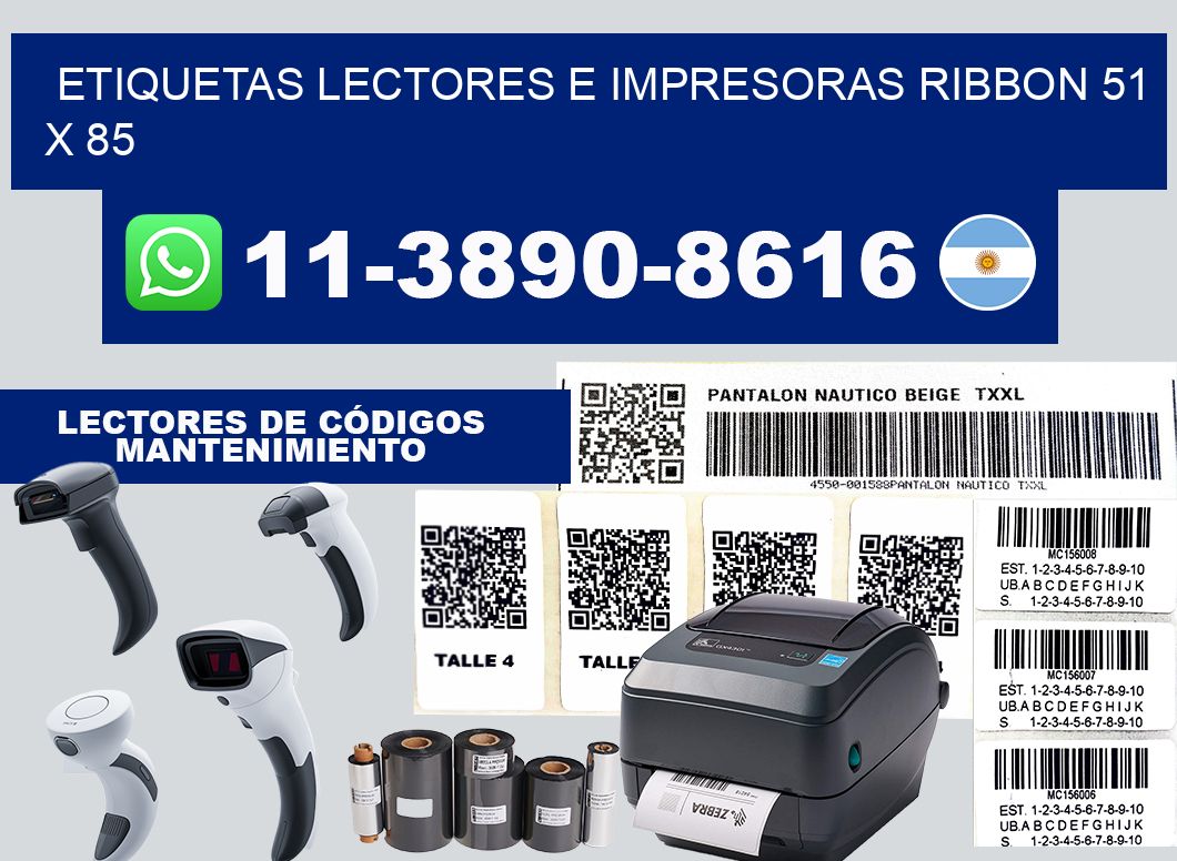 etiquetas lectores e impresoras ribbon 51 x 85