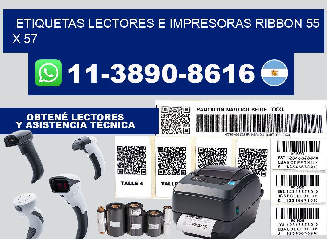 etiquetas lectores e impresoras ribbon 55 x 57