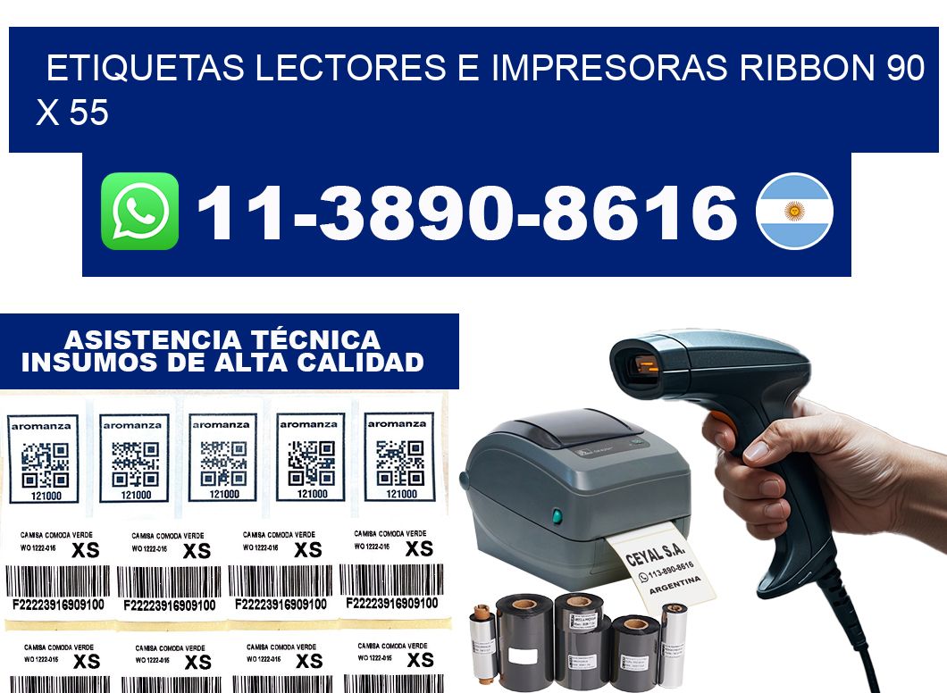 etiquetas lectores e impresoras ribbon 90 x 55