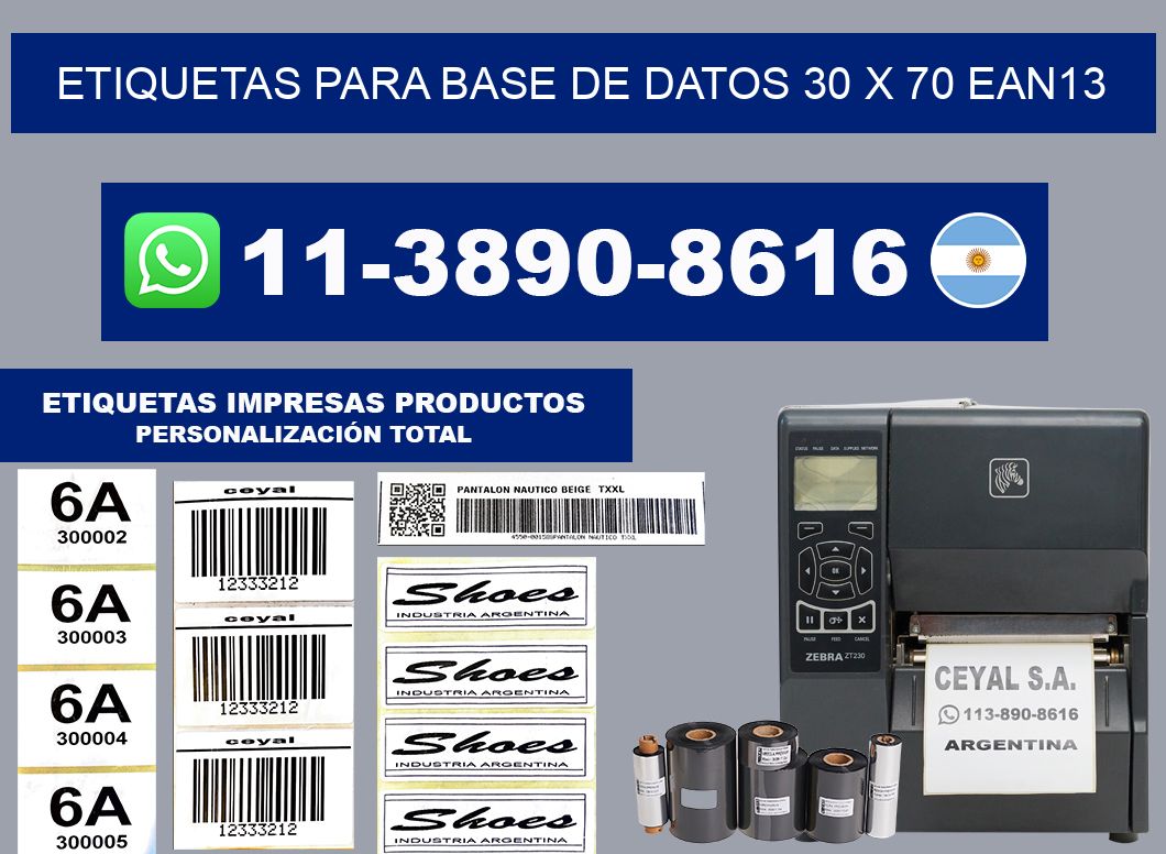 etiquetas para base de datos 30 x 70 ean13