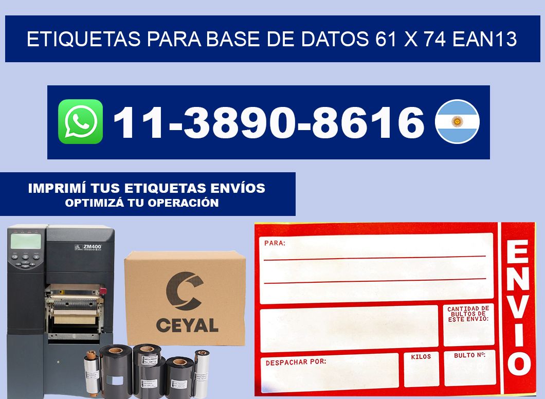 etiquetas para base de datos 61 x 74 ean13