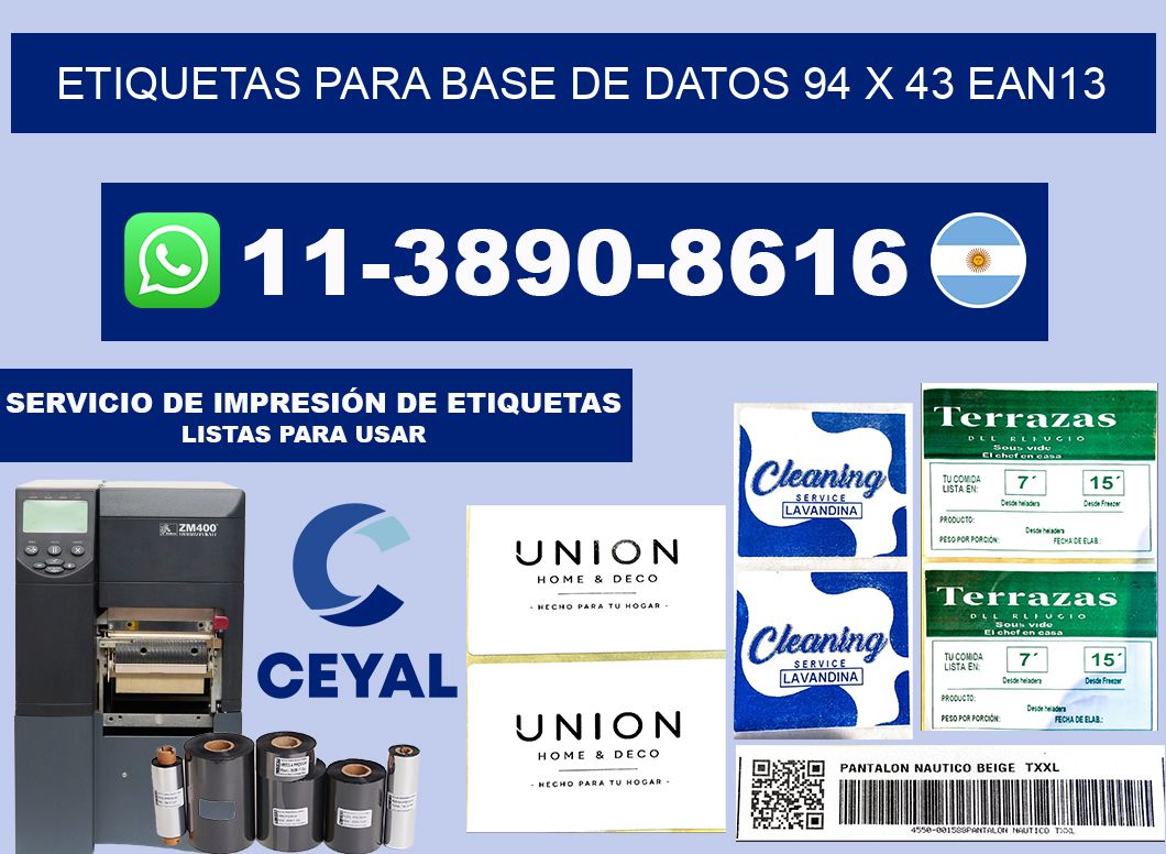 etiquetas para base de datos 94 x 43 ean13