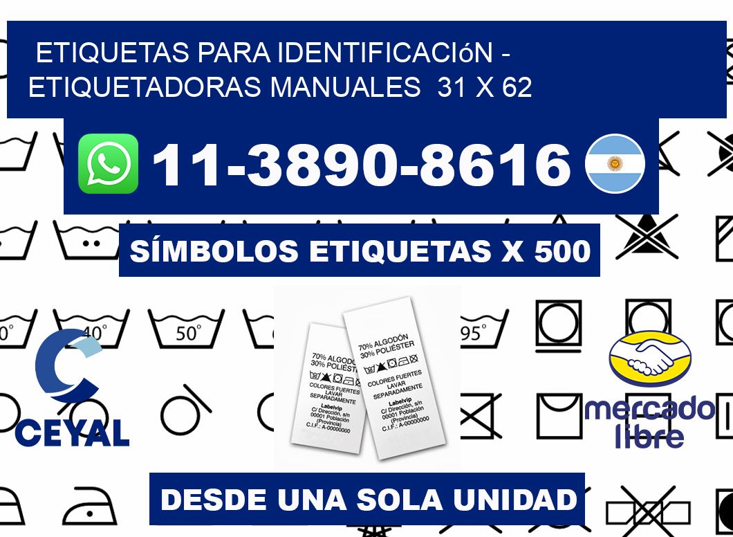 etiquetas para identificación - Etiquetadoras Manuales  31 x 62