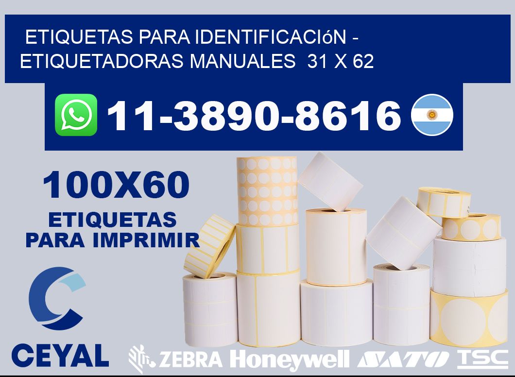 etiquetas para identificación - Etiquetadoras Manuales  31 x 62