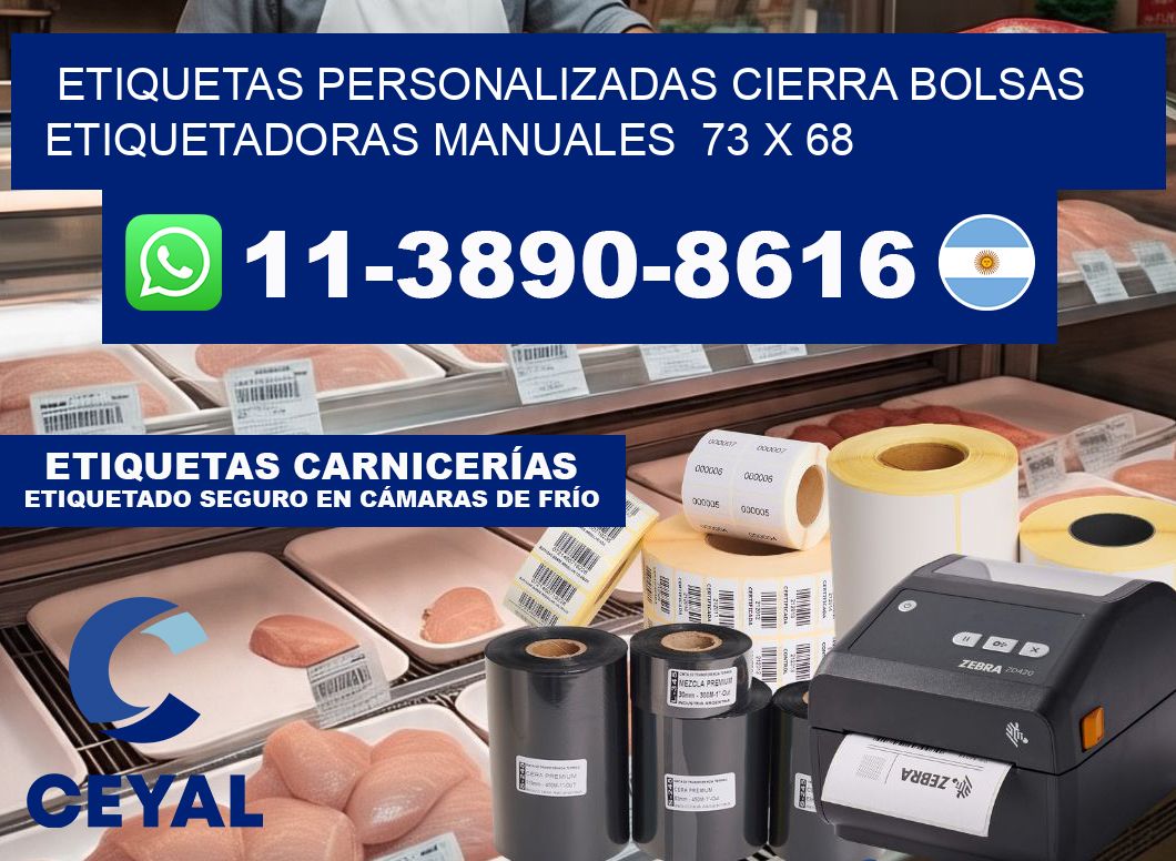 etiquetas personalizadas cierra bolsas  Etiquetadoras Manuales  73 x 68