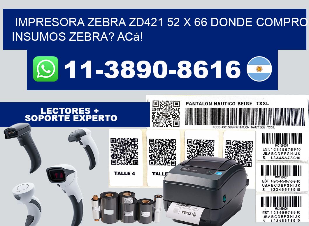 impresora zebra zd421 52 x 66 Donde compro insumos zebra? Acá!