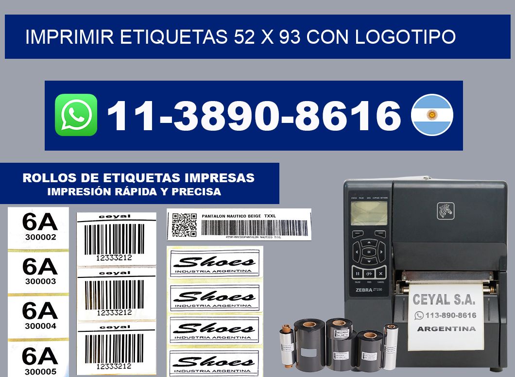 imprimir etiquetas 52 x 93 con logotipo