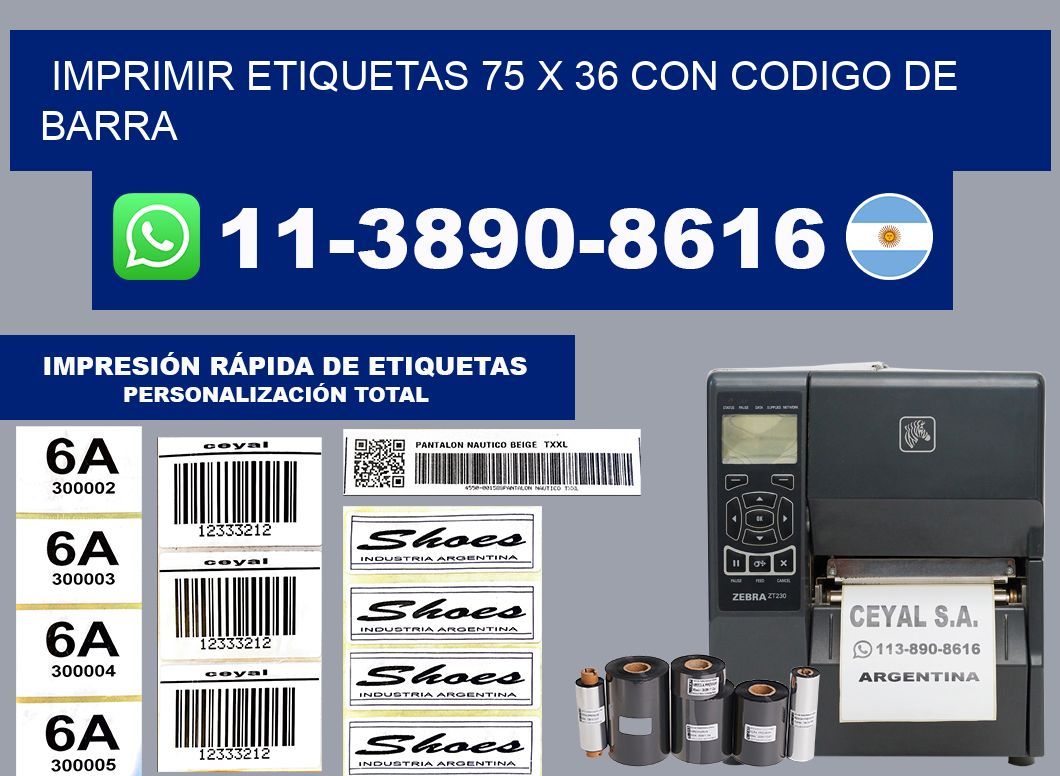 imprimir etiquetas 75 x 36 con codigo de barra