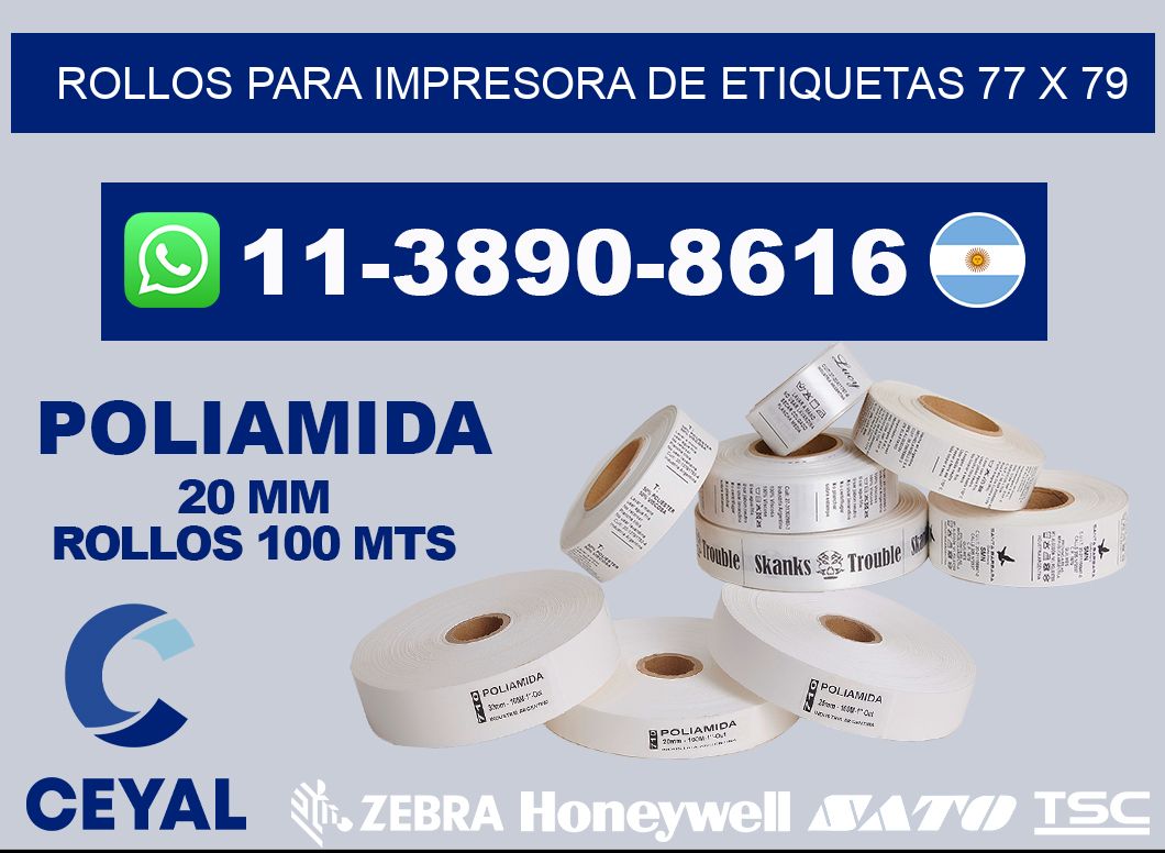 rollos para impresora de etiquetas 77 x 79