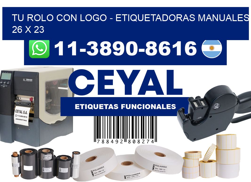 tu rolo con logo - Etiquetadoras Manuales  26 x 23