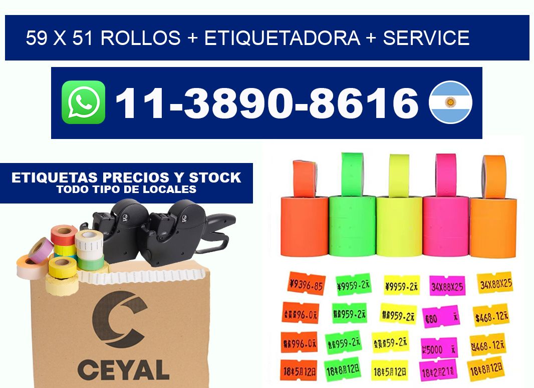 59 x 51 rollos + etiquetadora + service