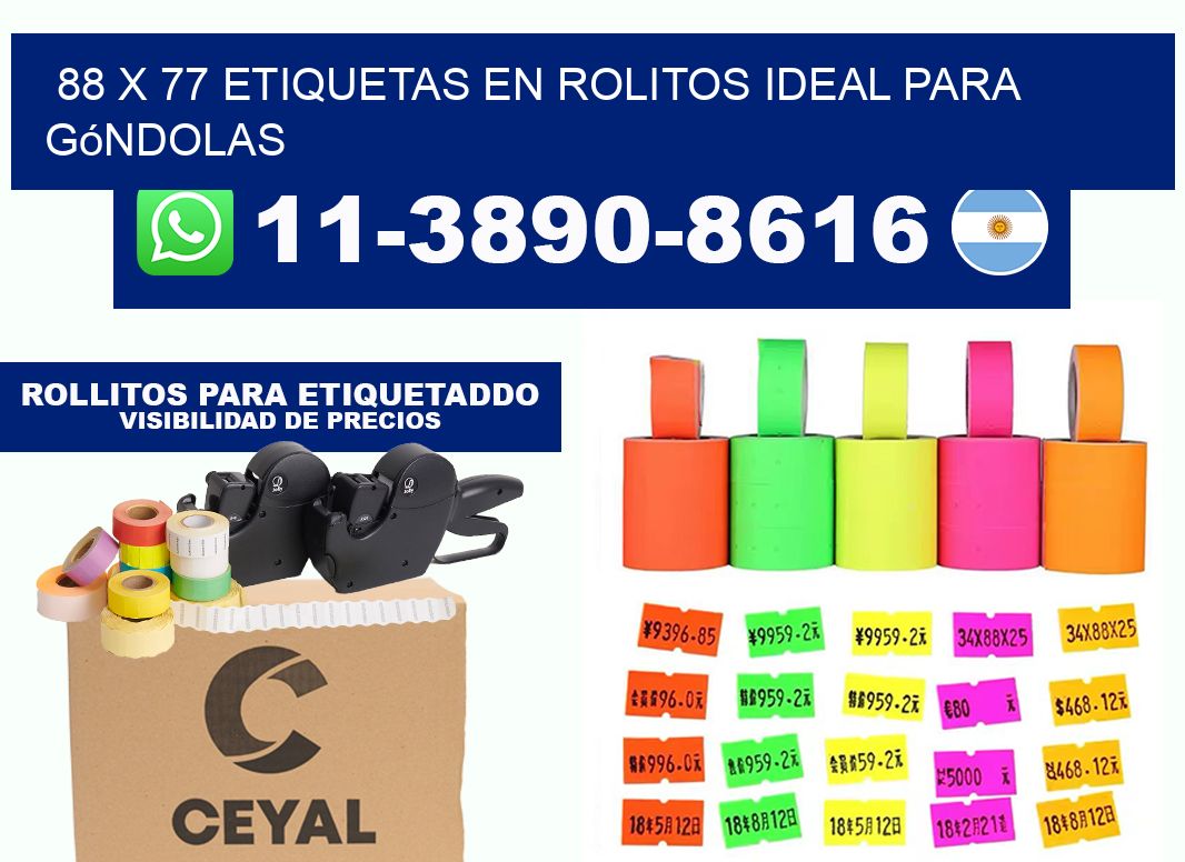 88 x 77 etiquetas en rolitos ideal para góndolas