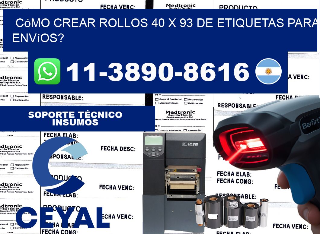 Cómo crear rollos 40 x 93 de etiquetas para envíos?