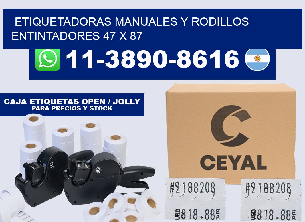 Etiquetadoras manuales y rodillos entintadores 47 x 87