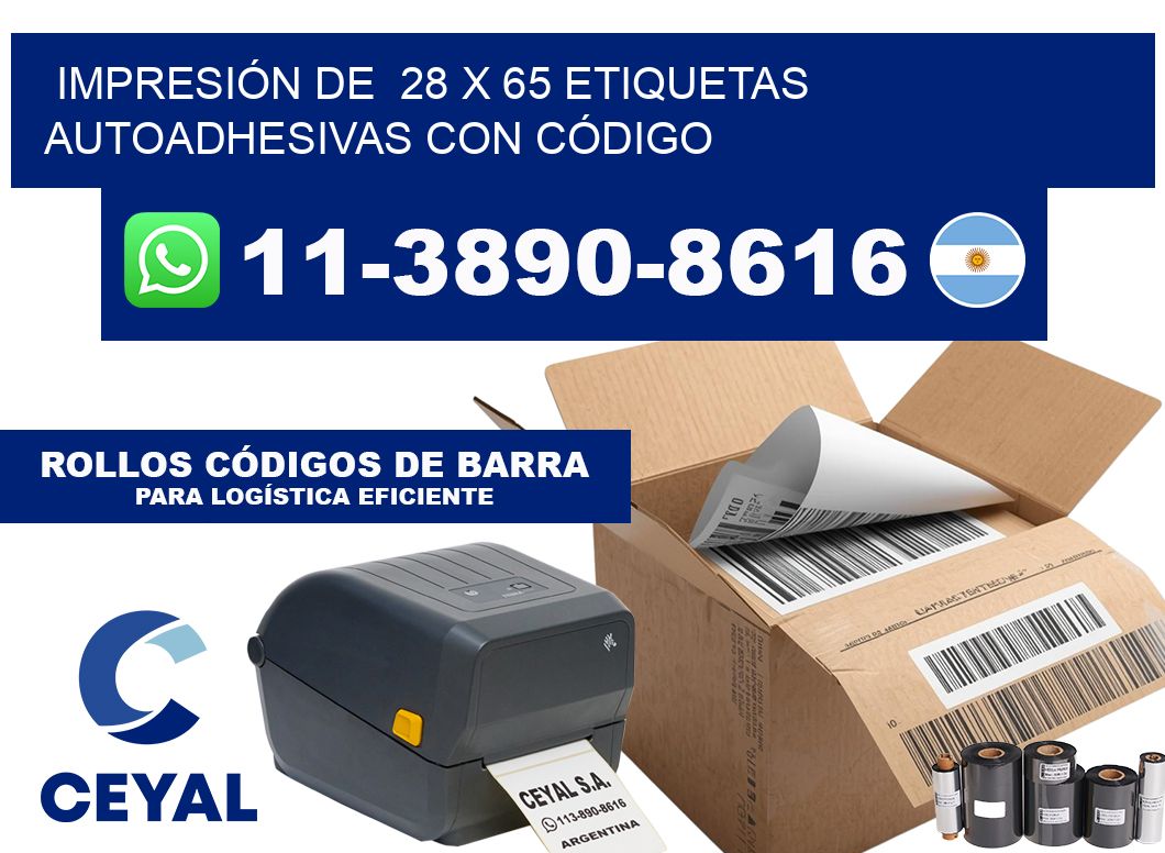 IMPRESIÓN DE  28 x 65 ETIQUETAS AUTOADHESIVAS CON CÓDIGO