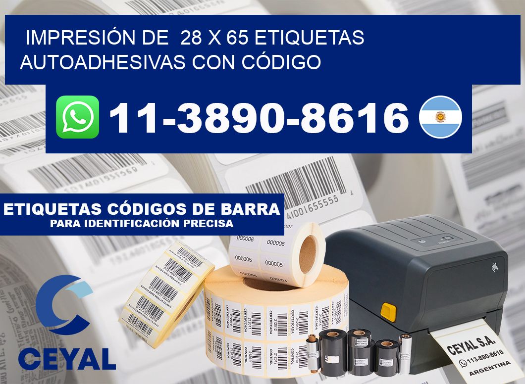 IMPRESIÓN DE  28 x 65 ETIQUETAS AUTOADHESIVAS CON CÓDIGO