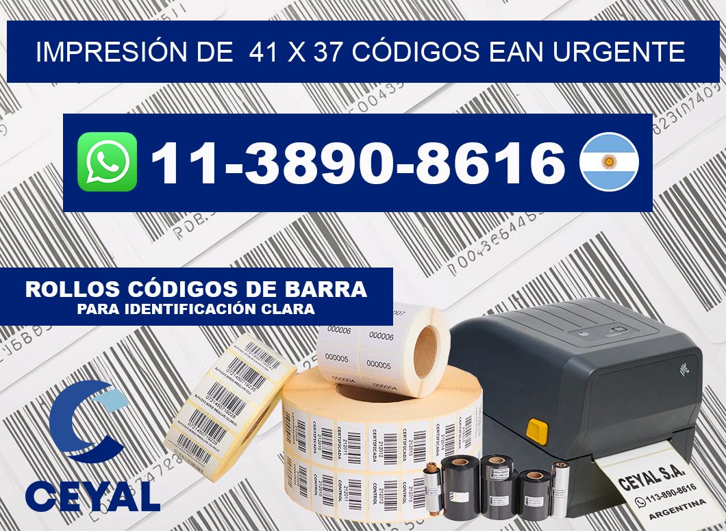 IMPRESIÓN DE  41 x 37 CÓDIGOS EAN URGENTE
