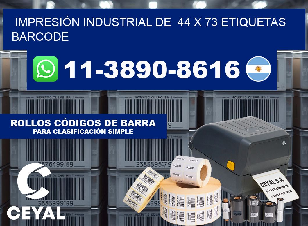 IMPRESIÓN INDUSTRIAL DE 44 x 73 ETIQUETAS BARCODE