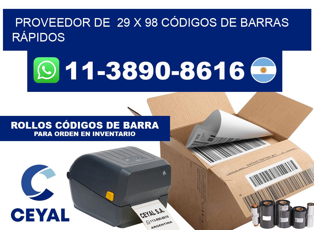PROVEEDOR DE  29 x 98 CÓDIGOS DE BARRAS RÁPIDOS
