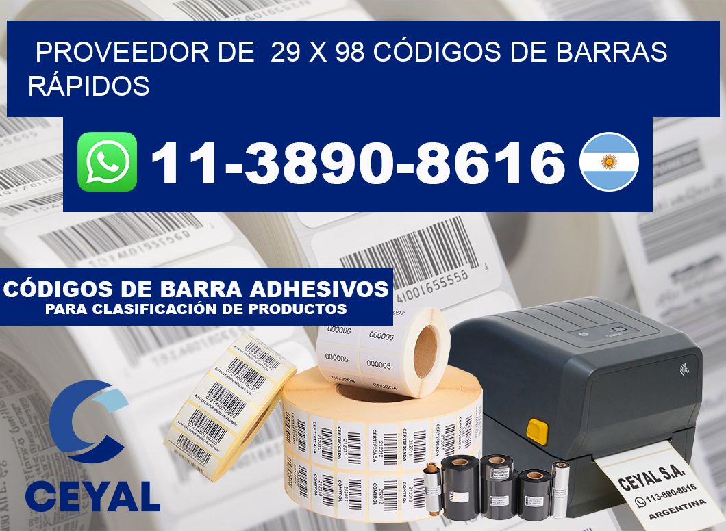 PROVEEDOR DE  29 x 98 CÓDIGOS DE BARRAS RÁPIDOS