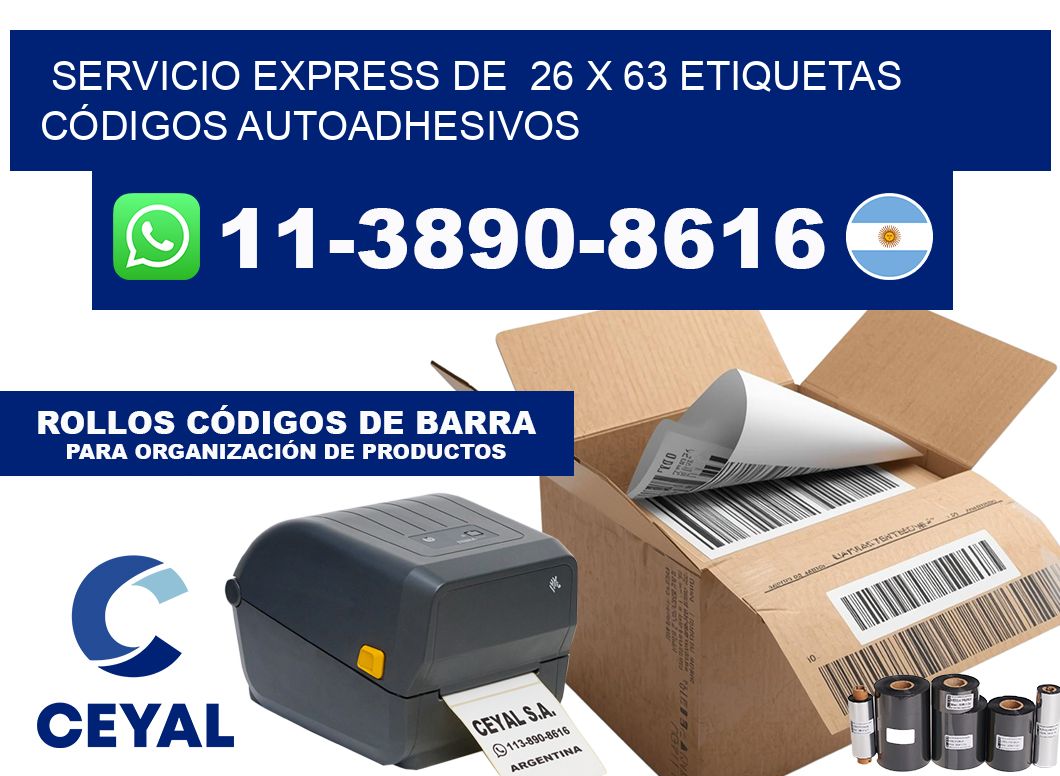 SERVICIO EXPRESS DE  26 x 63 ETIQUETAS CÓDIGOS AUTOADHESIVOS