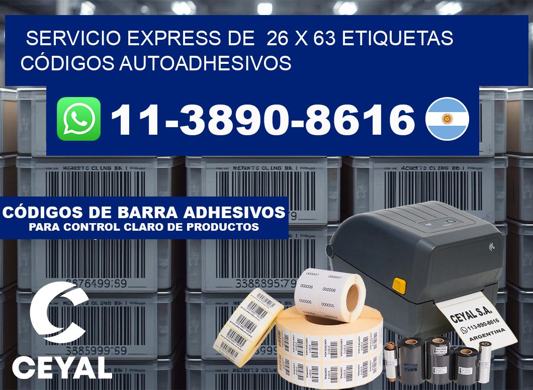 SERVICIO EXPRESS DE  26 x 63 ETIQUETAS CÓDIGOS AUTOADHESIVOS