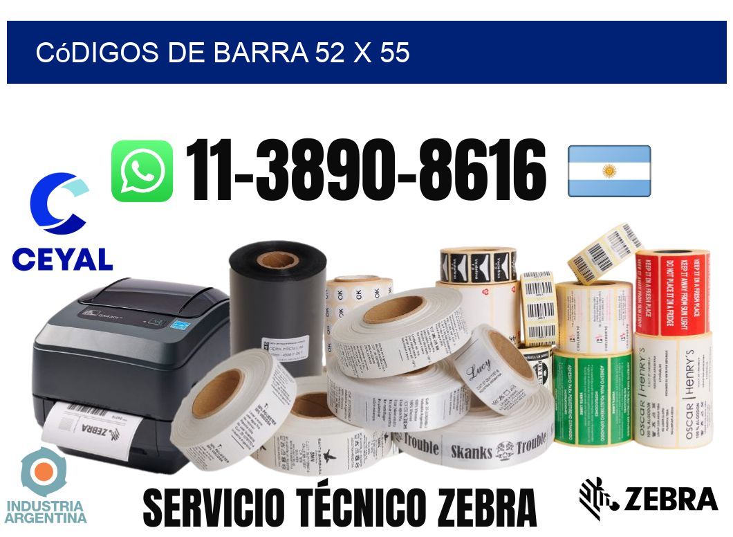 códigos de barra 52 x 55