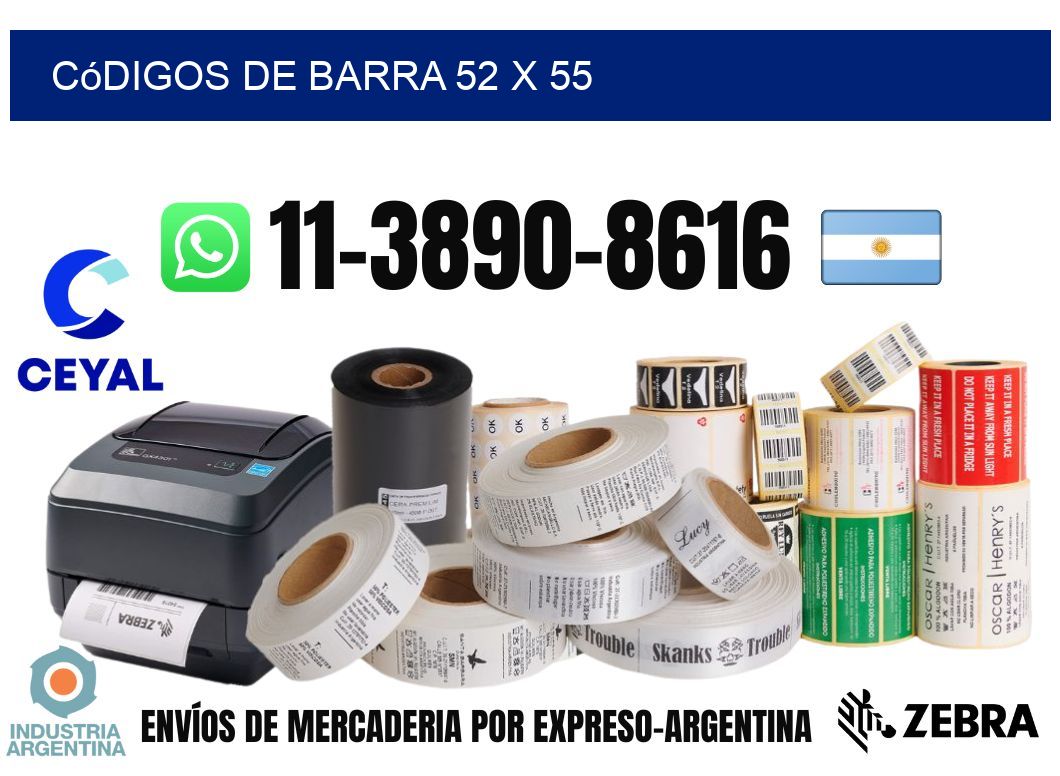 códigos de barra 52 x 55