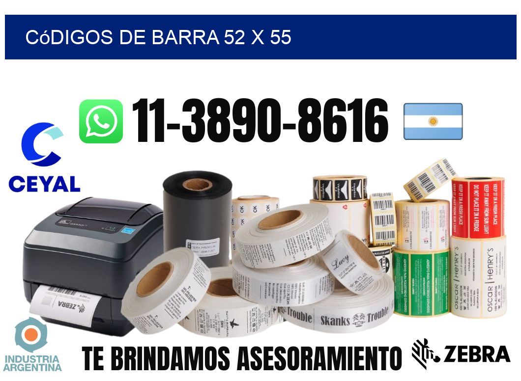 códigos de barra 52 x 55