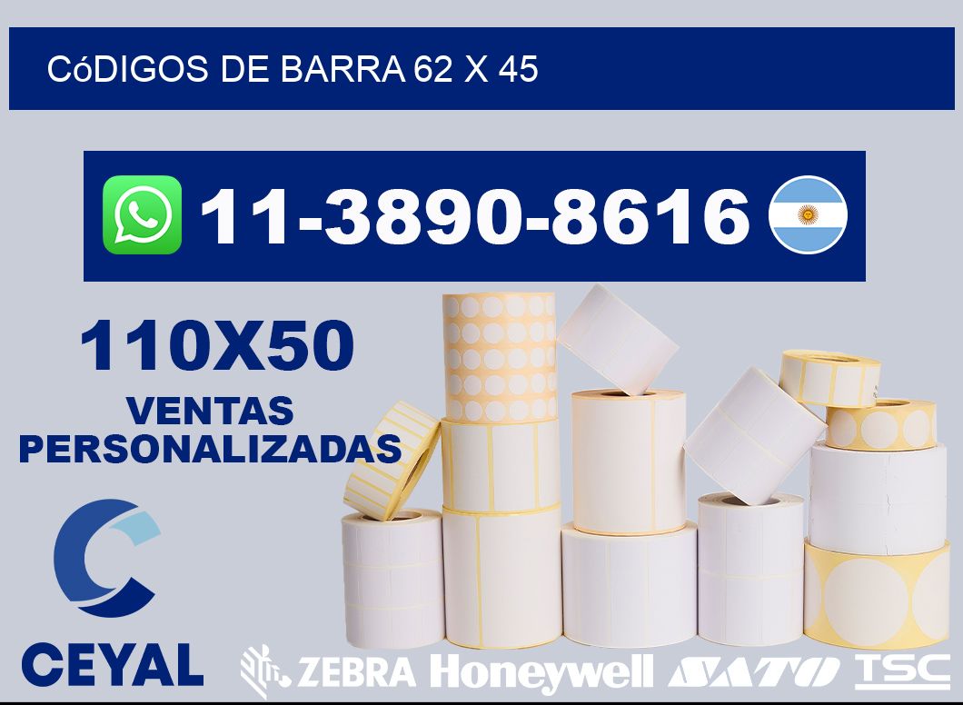 códigos de barra 62 x 45