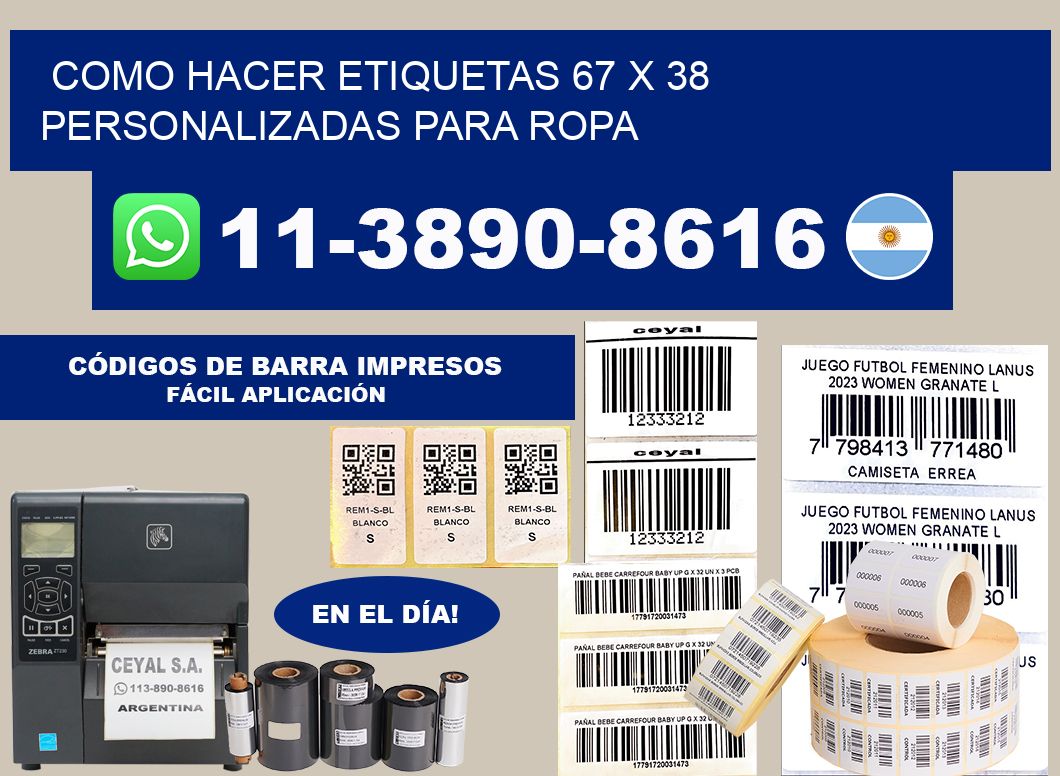 como hacer etiquetas 67 x 38 personalizadas para ropa