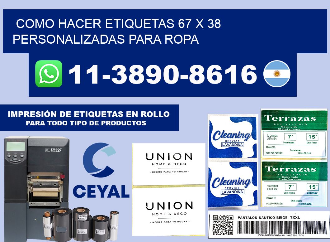 como hacer etiquetas 67 x 38 personalizadas para ropa