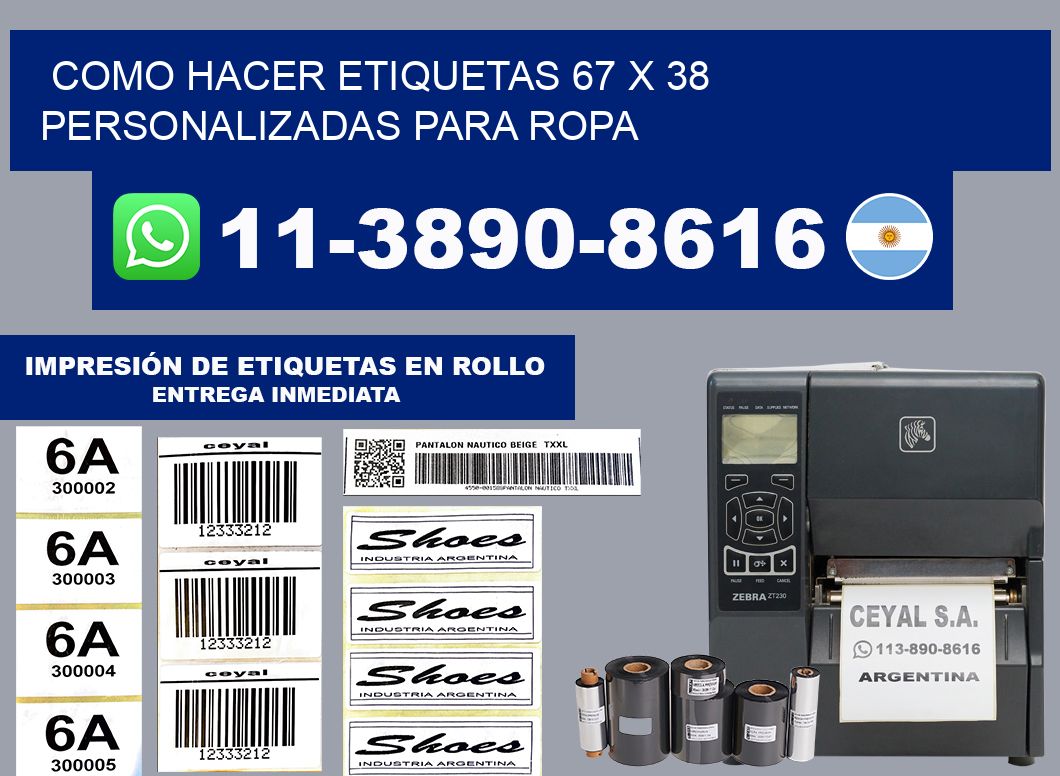 como hacer etiquetas 67 x 38 personalizadas para ropa