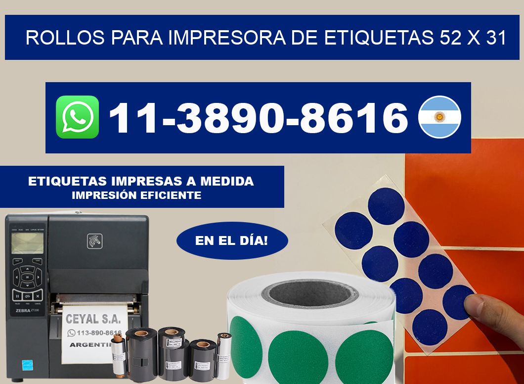 rollos para impresora de etiquetas 52 x 31